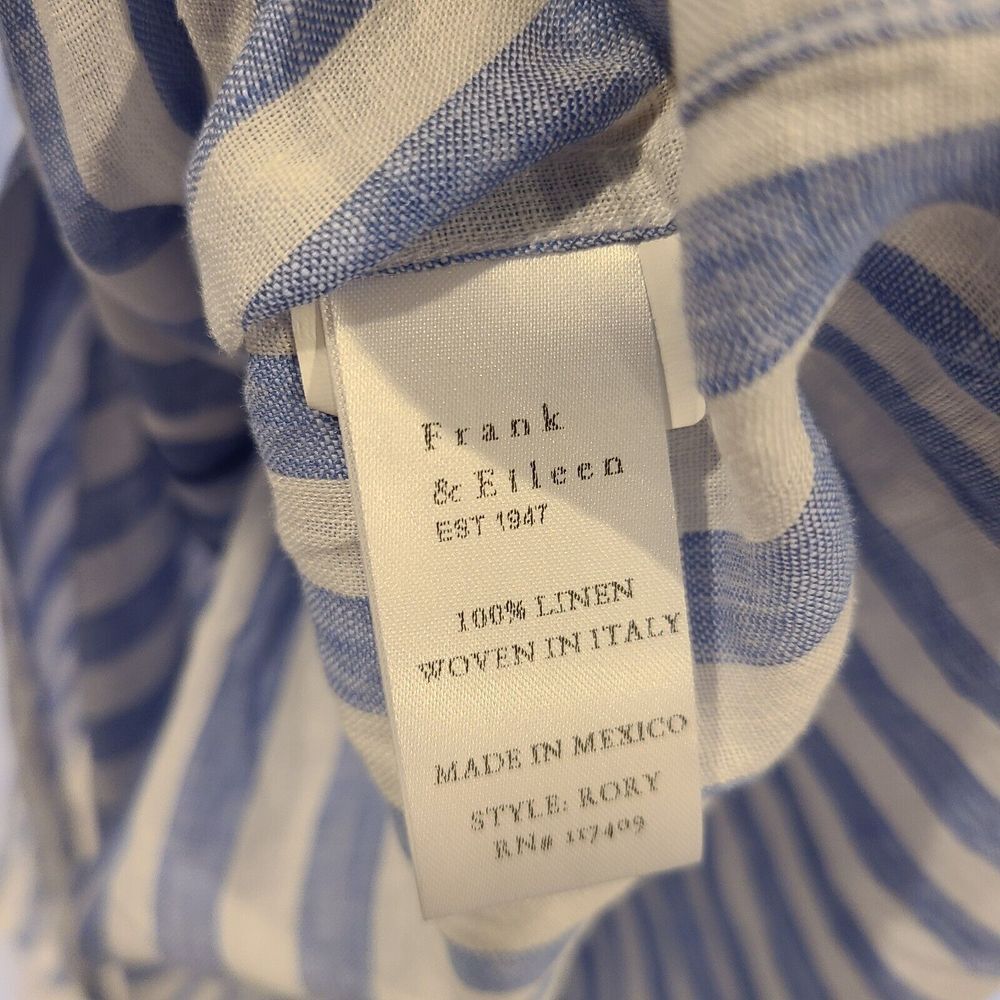 Frank & Eileen Rory Linen Maxi Shirtdress XL Blue White Stripes Casual Beach - Picture 4 of 9